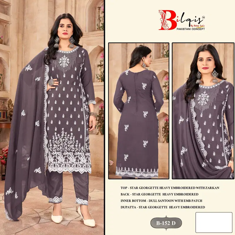 Bilqis B 152 Embroidered Pakistani Salwar Kameez Collection